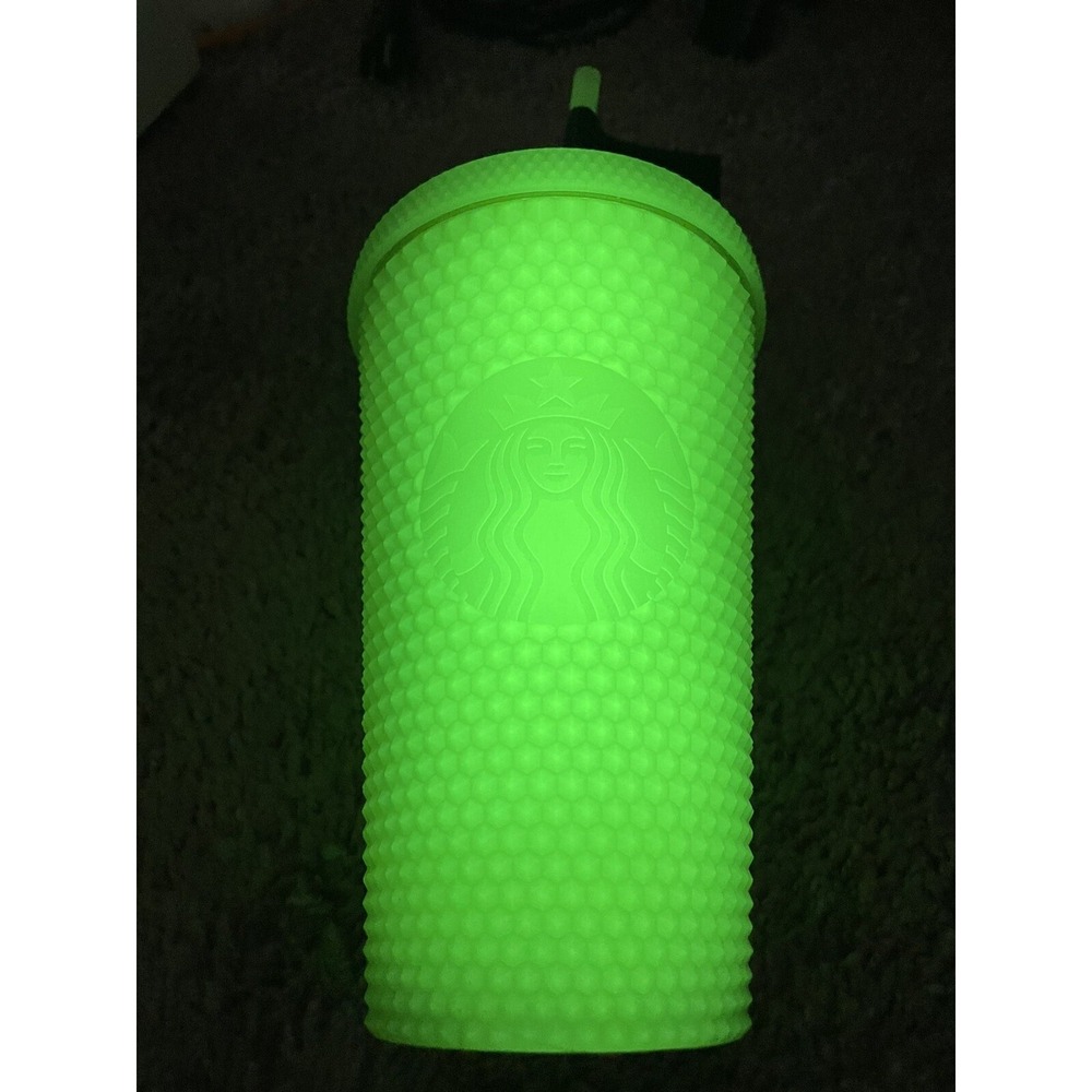 Starbucks 16oz Tumbler Studded Lemongrass Glow in the Dark 2022 Straw Halloween - Picture 3 of 8